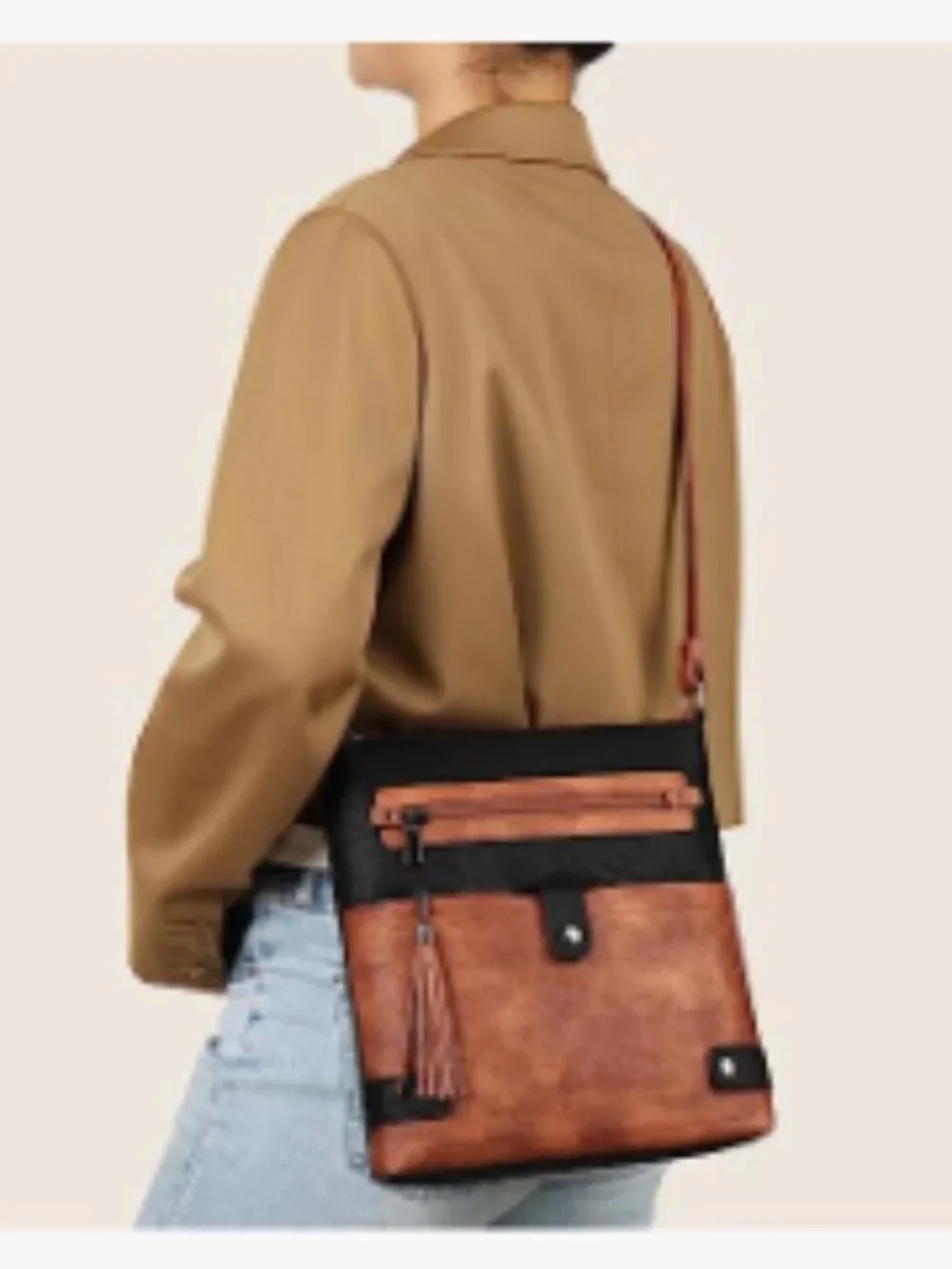 Waterproof Faux Leather Crossbody Bag for Women, Multi-Pocket Shoulder Handbag